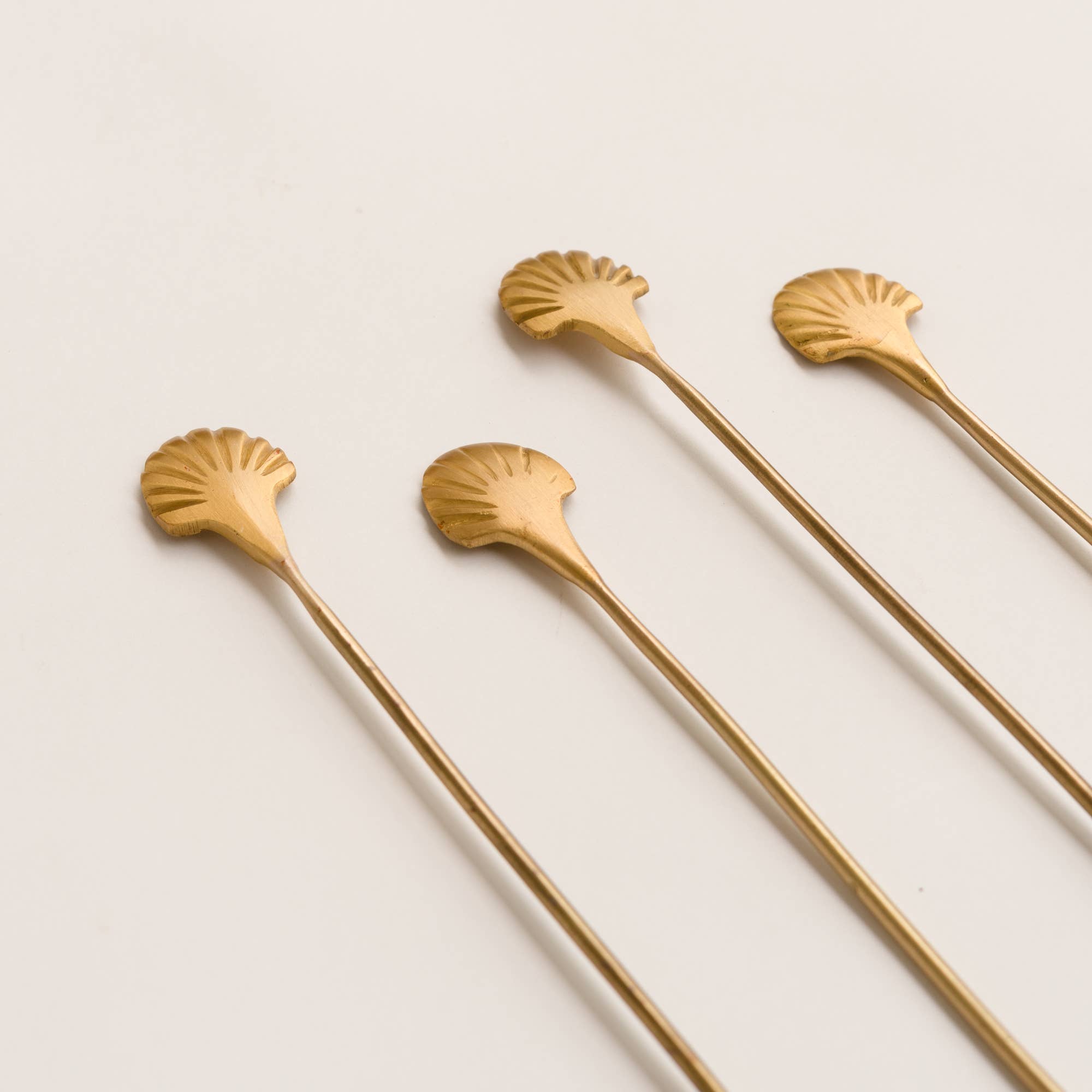 Fleck - Brass Seashell Drink Stirrers, Set of 4, Large