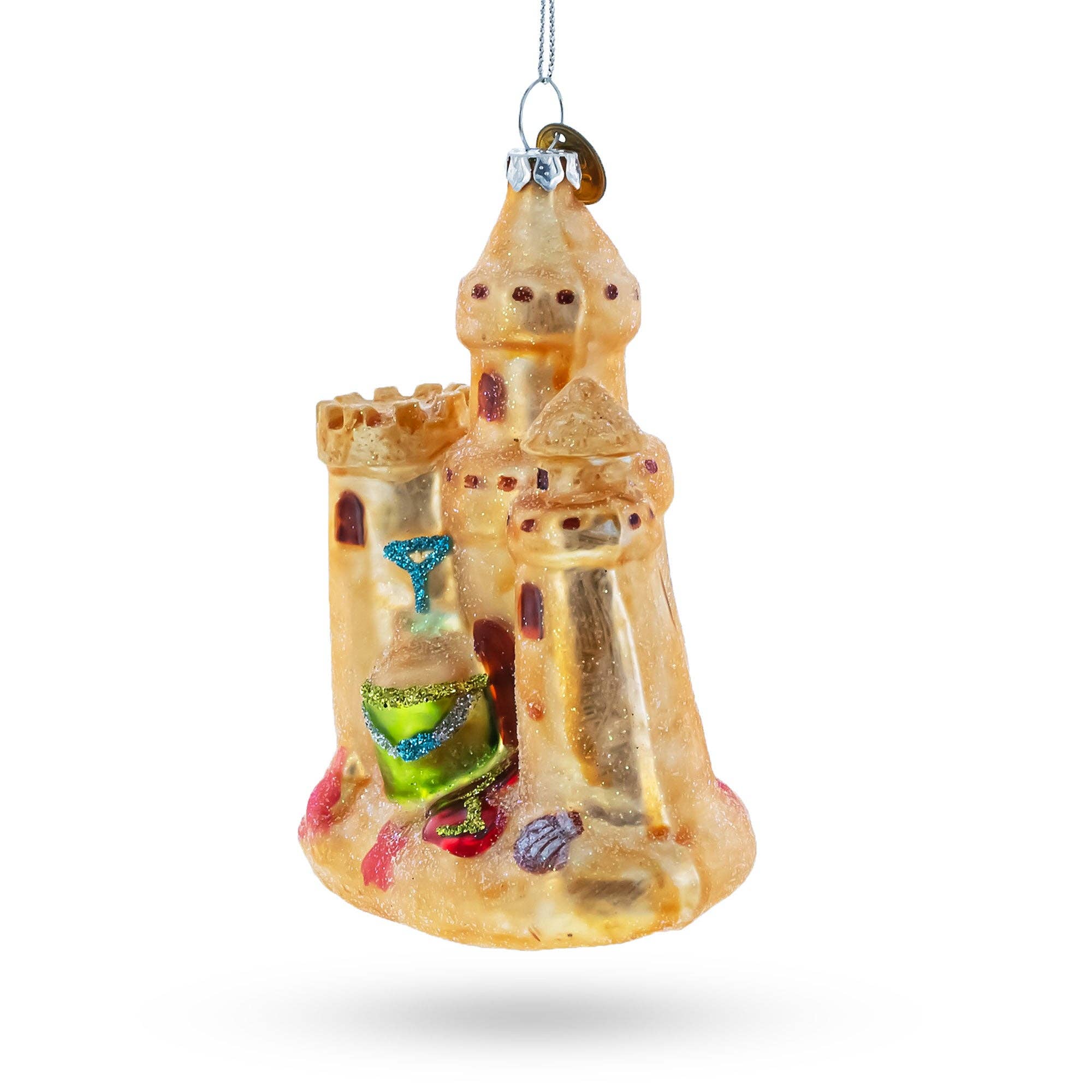 Beachy Sand Castle Glass Ornament