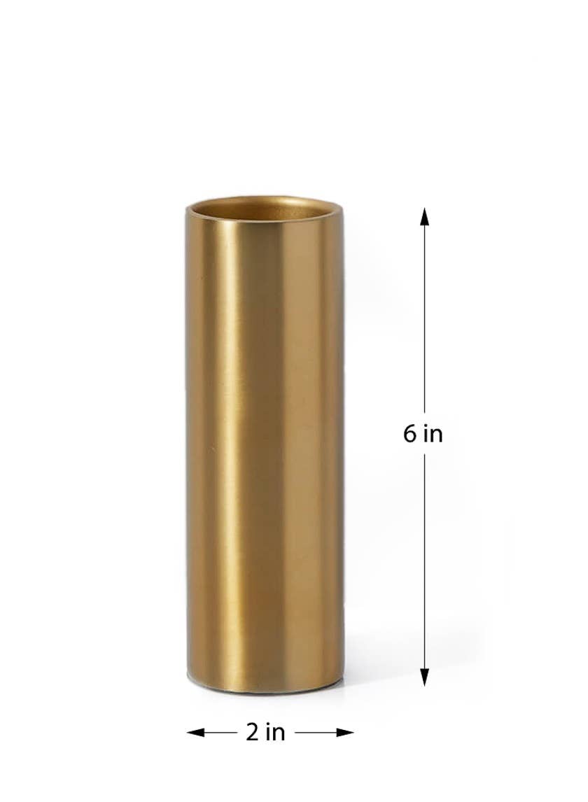 Bretagne Matte Gold Steel cylinder Vase 6in H