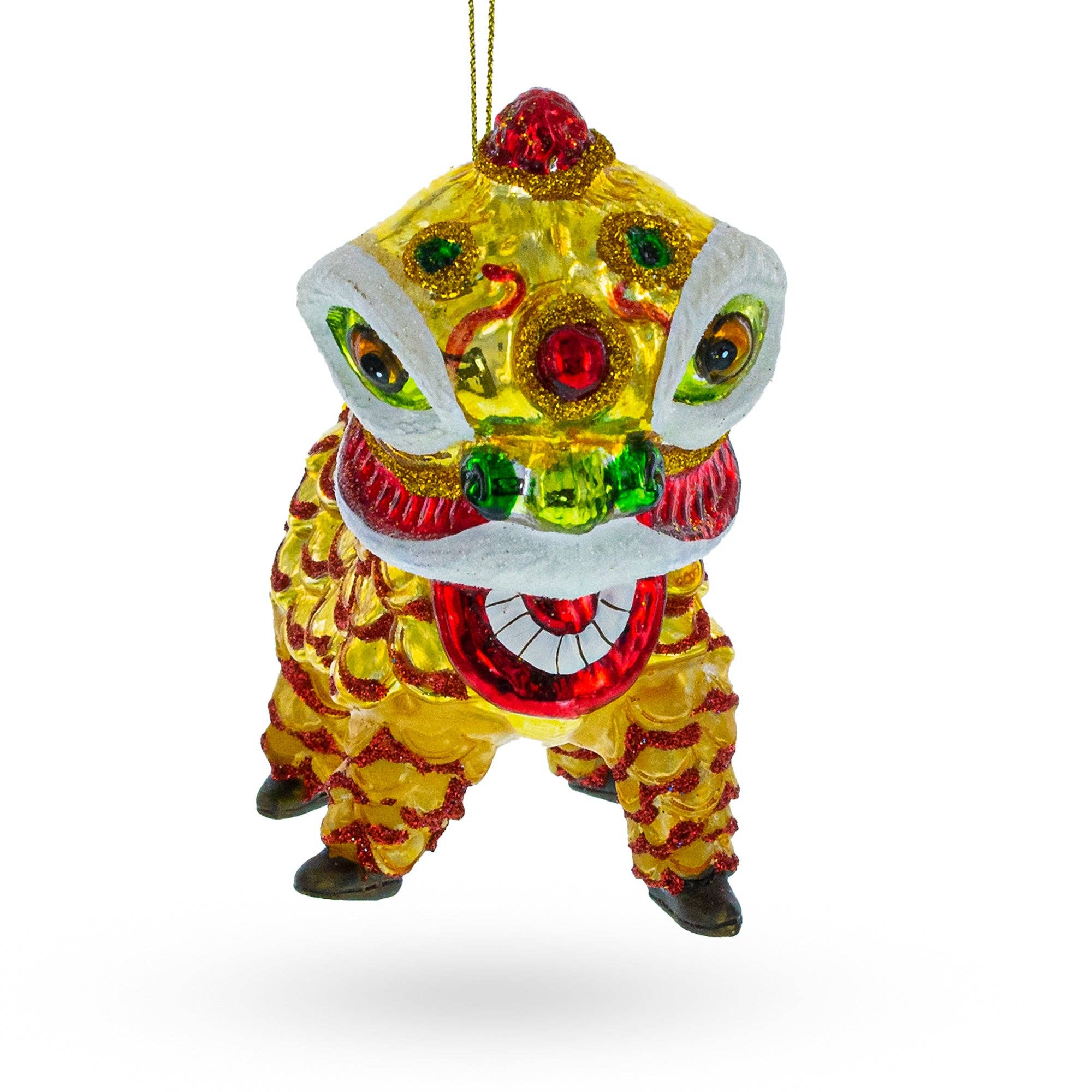 Chinese Yellow Lion Glass Ornament