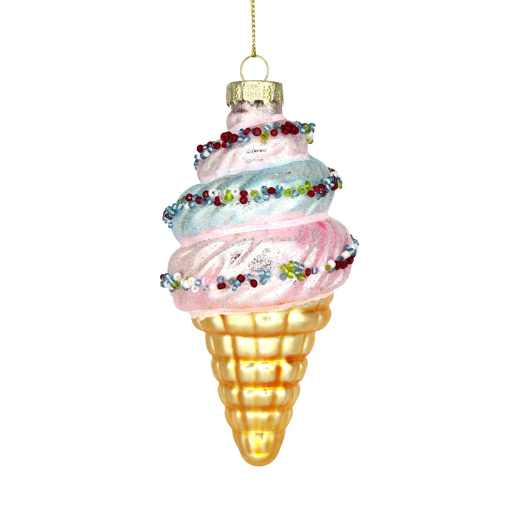 Ice Cream Cone Glass Ornament