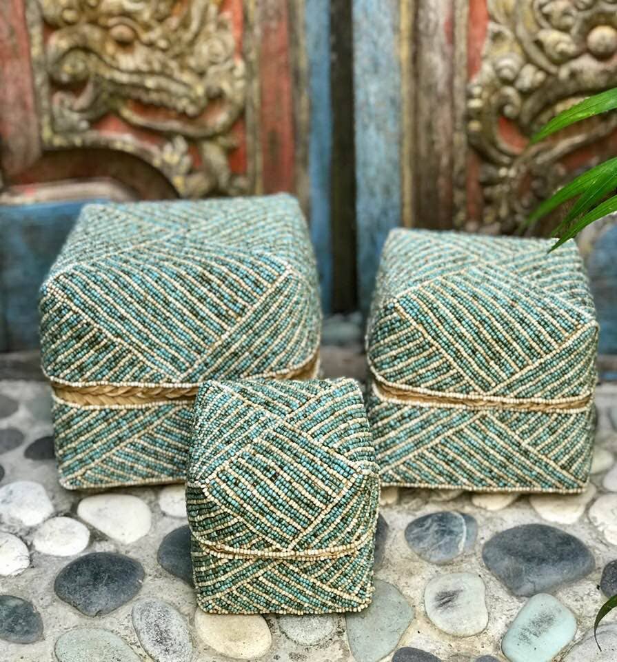 The Winding Road - Jewelry Box from Bali - Set of 3, Blue