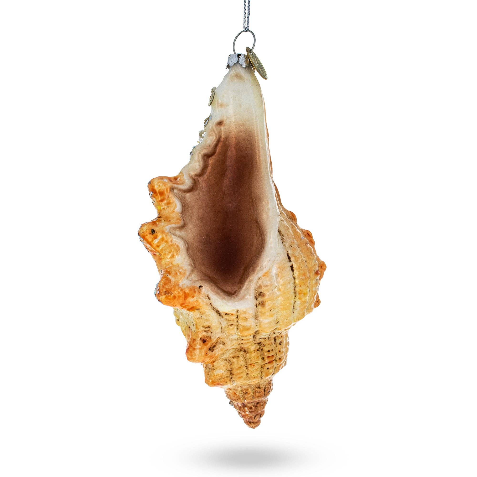 Glittered Seashell Glass Ornament