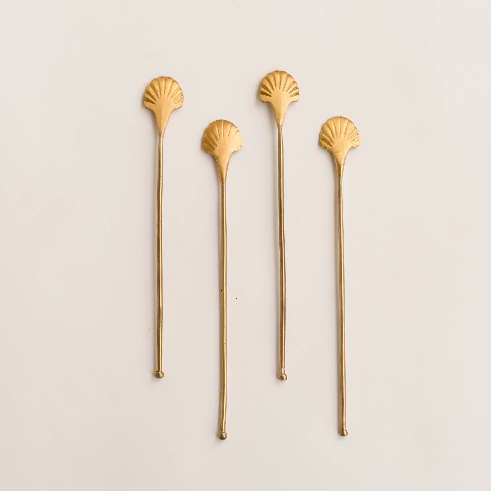 Fleck - Brass Seashell Drink Stirrers, Set of 4, Large