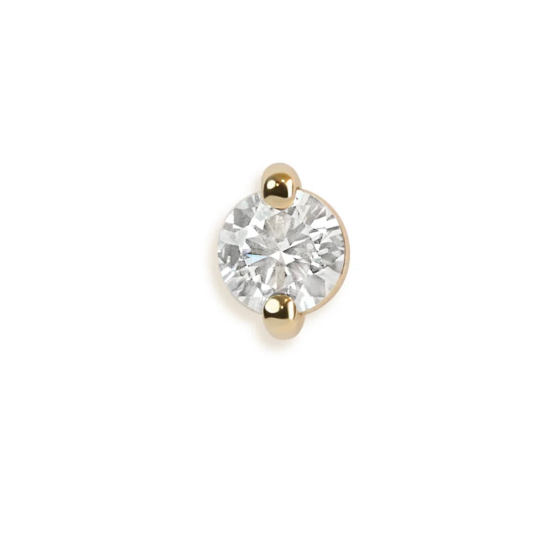 Pinch Flat Back Stud Earring, 3mm Diamond