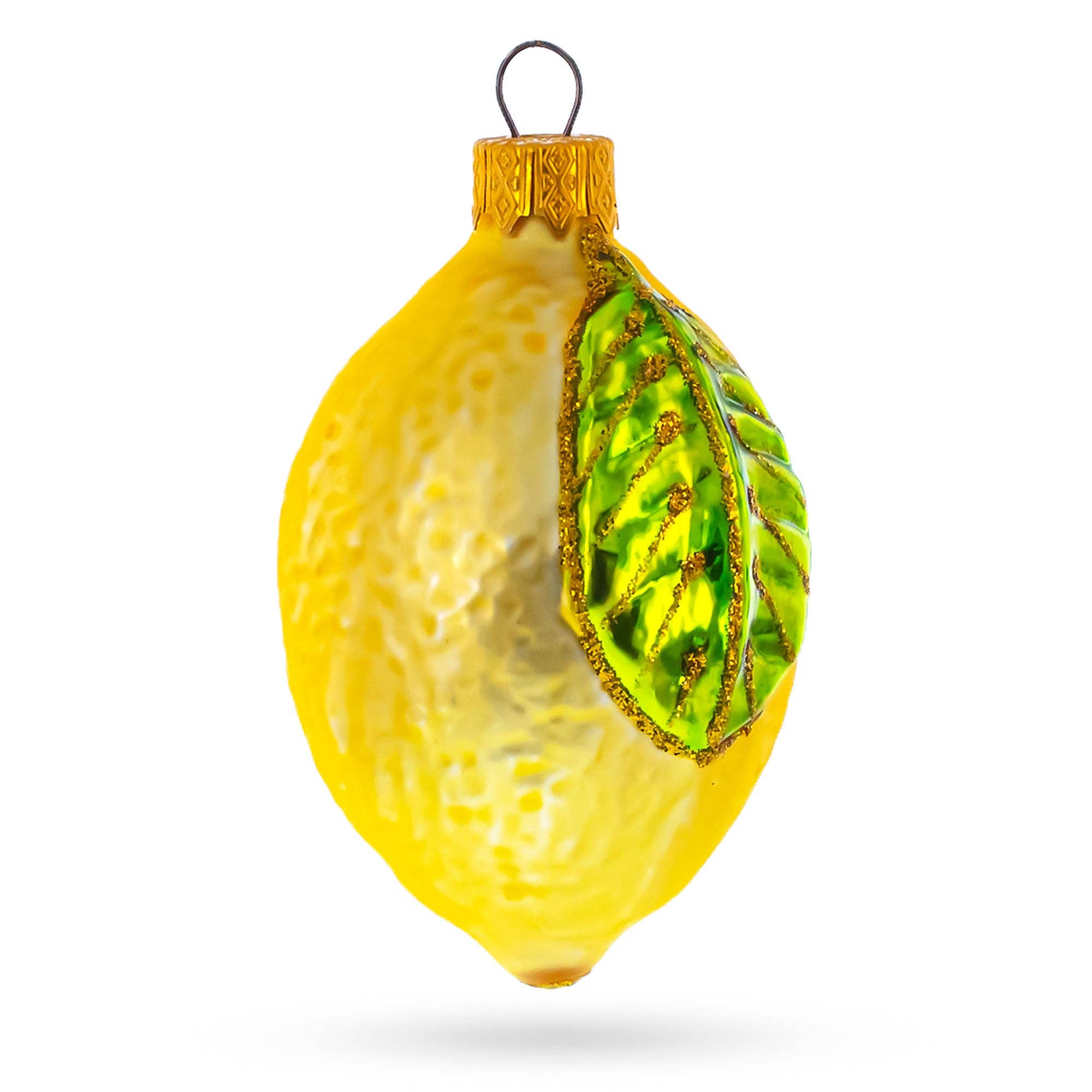 Lemon with Leaf Glass Ornament