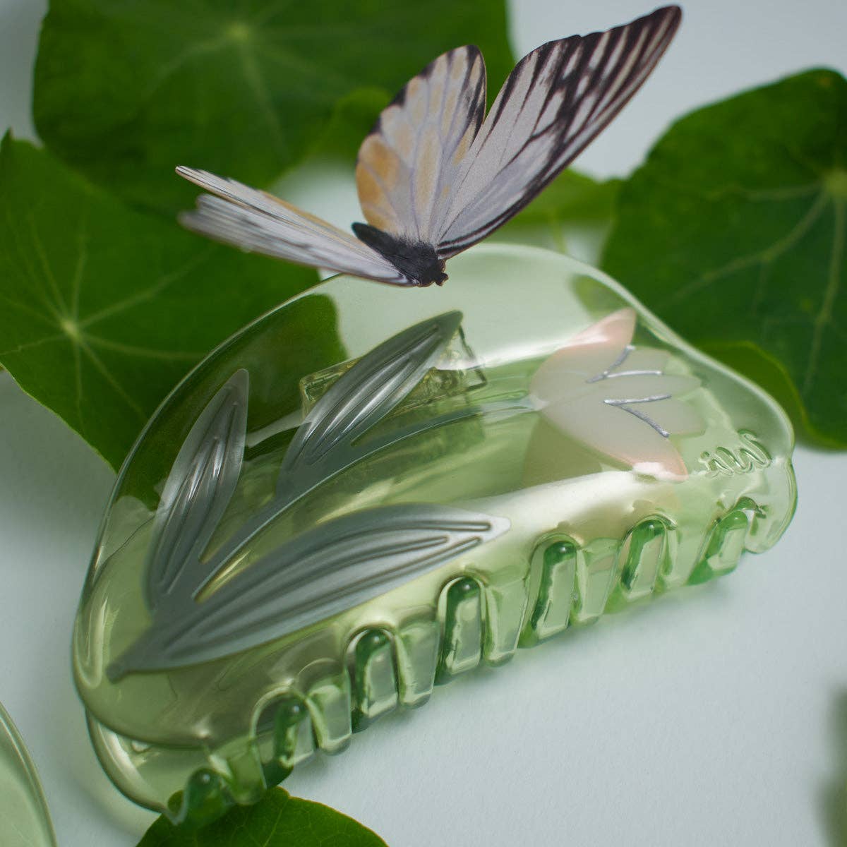 WINONA IRENE - Lotus Flower Hair Claw in Clear Green Acetate