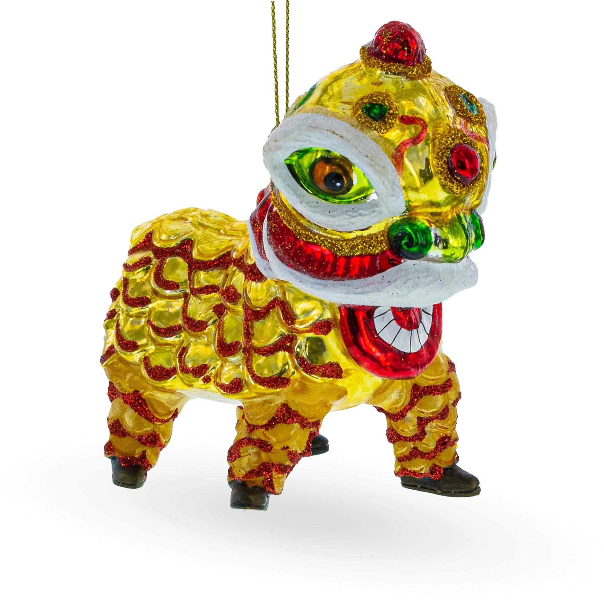 Chinese Yellow Lion Glass Ornament