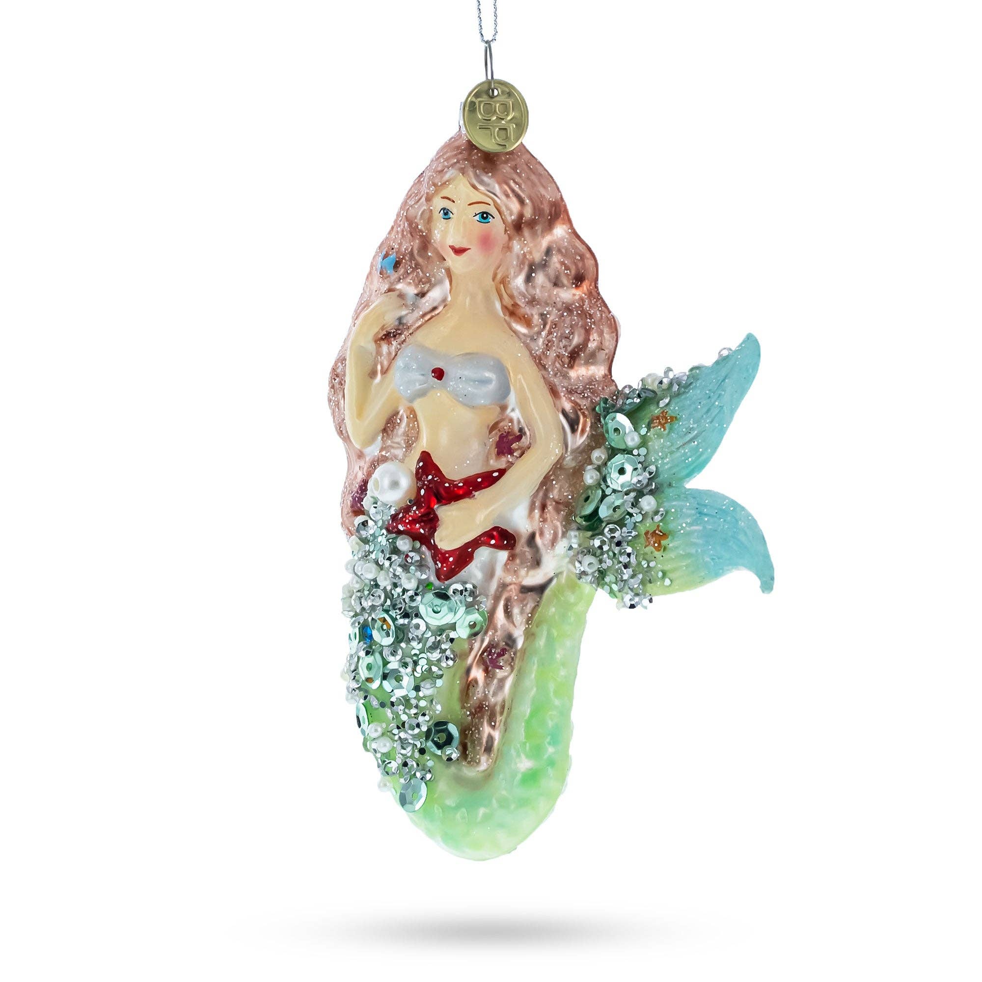 Enchanting Mermaid and Fish Glass Ornament