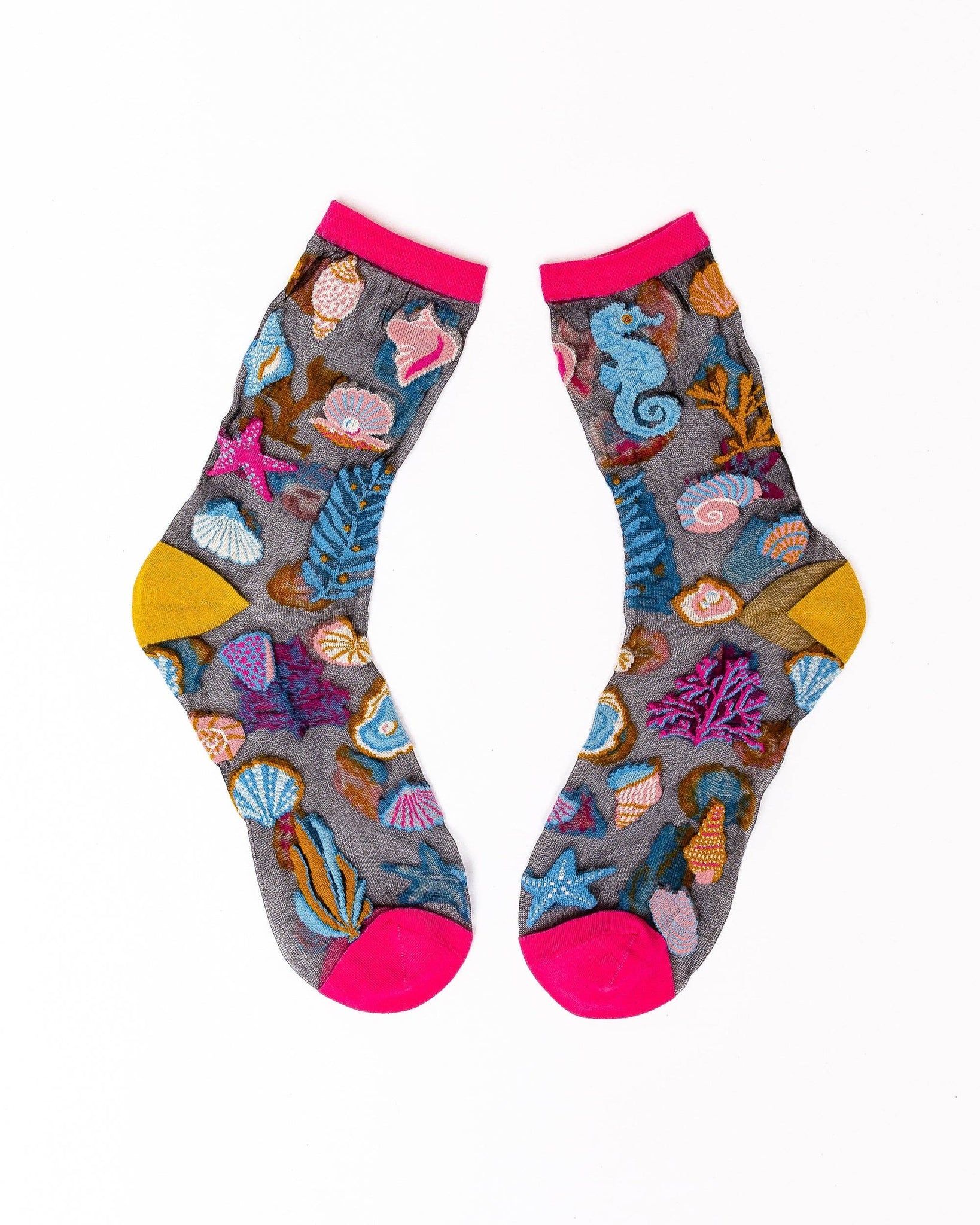 Sock Candy - Under the Sea Black Sheer Crew Sock