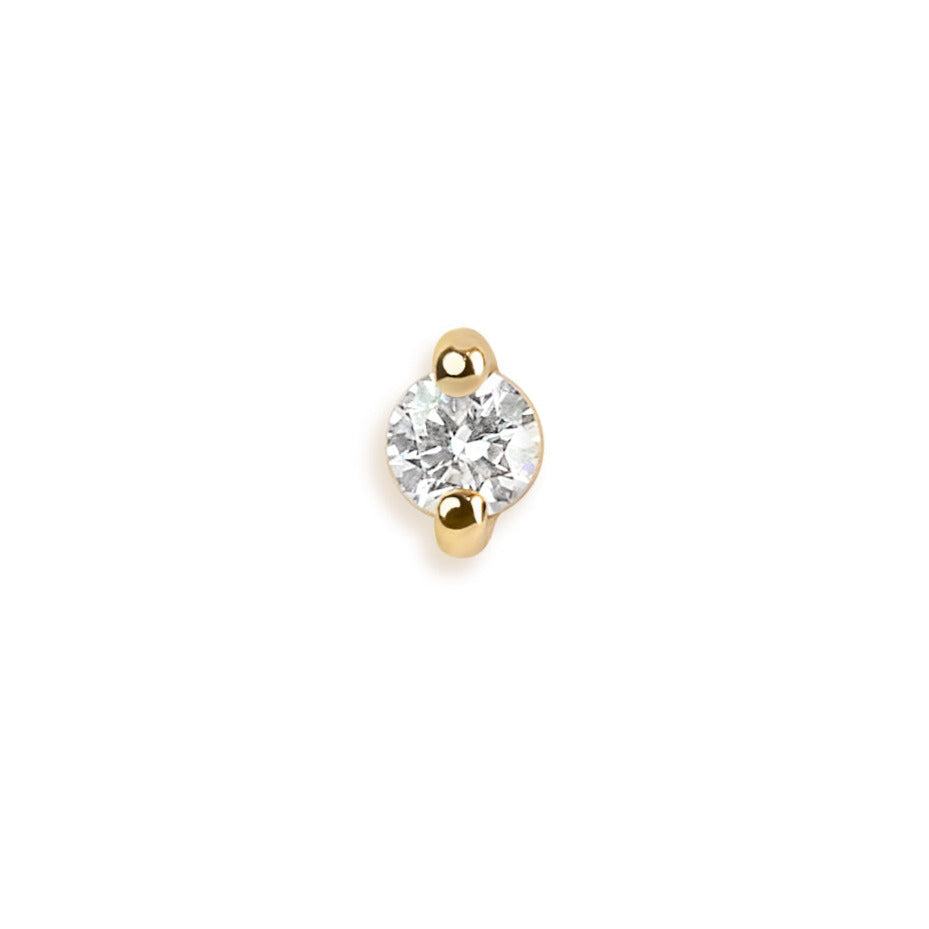 Pinch Flat Back Stud Earring, 2mm Diamond