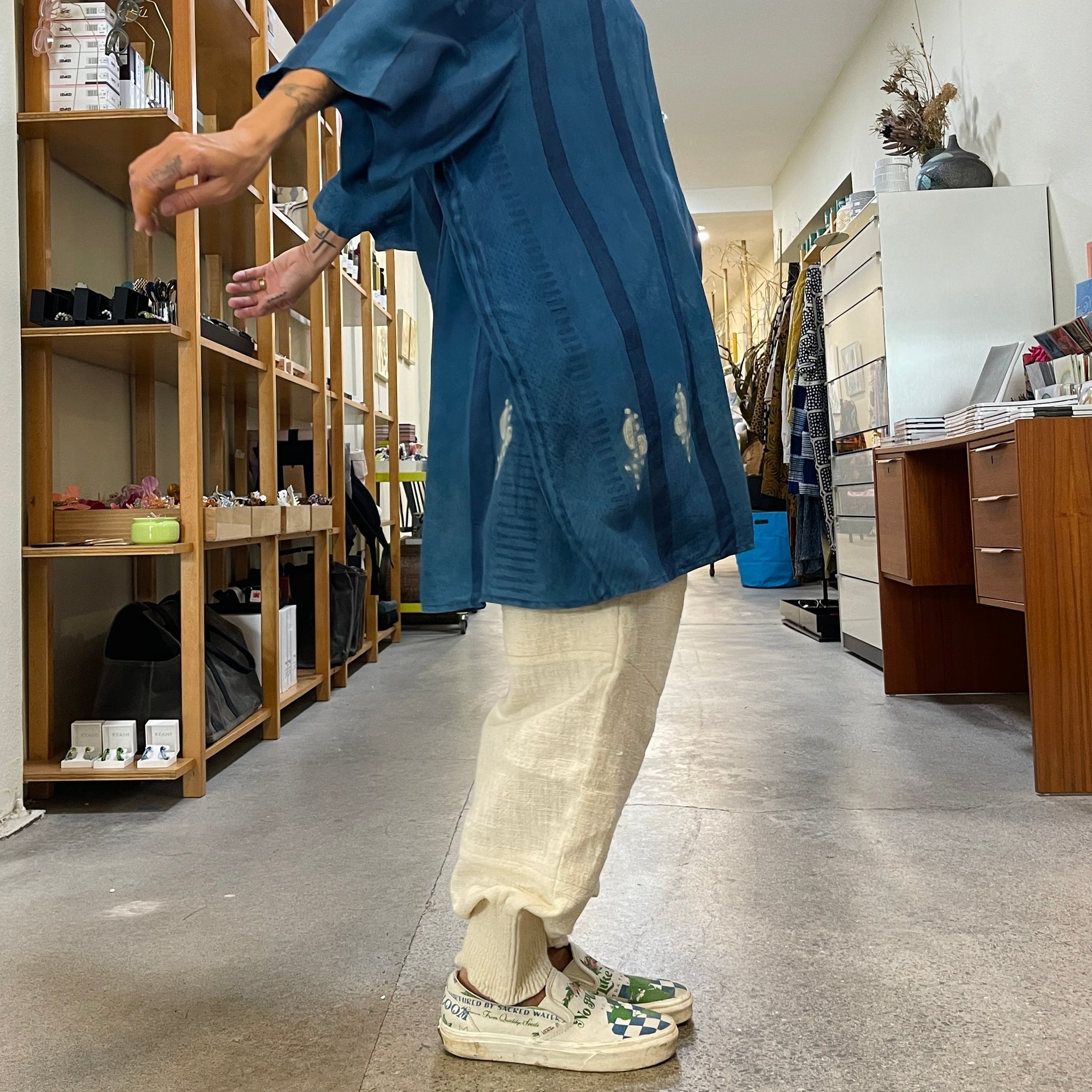 Silk Indigo Shibori Shirt Dress