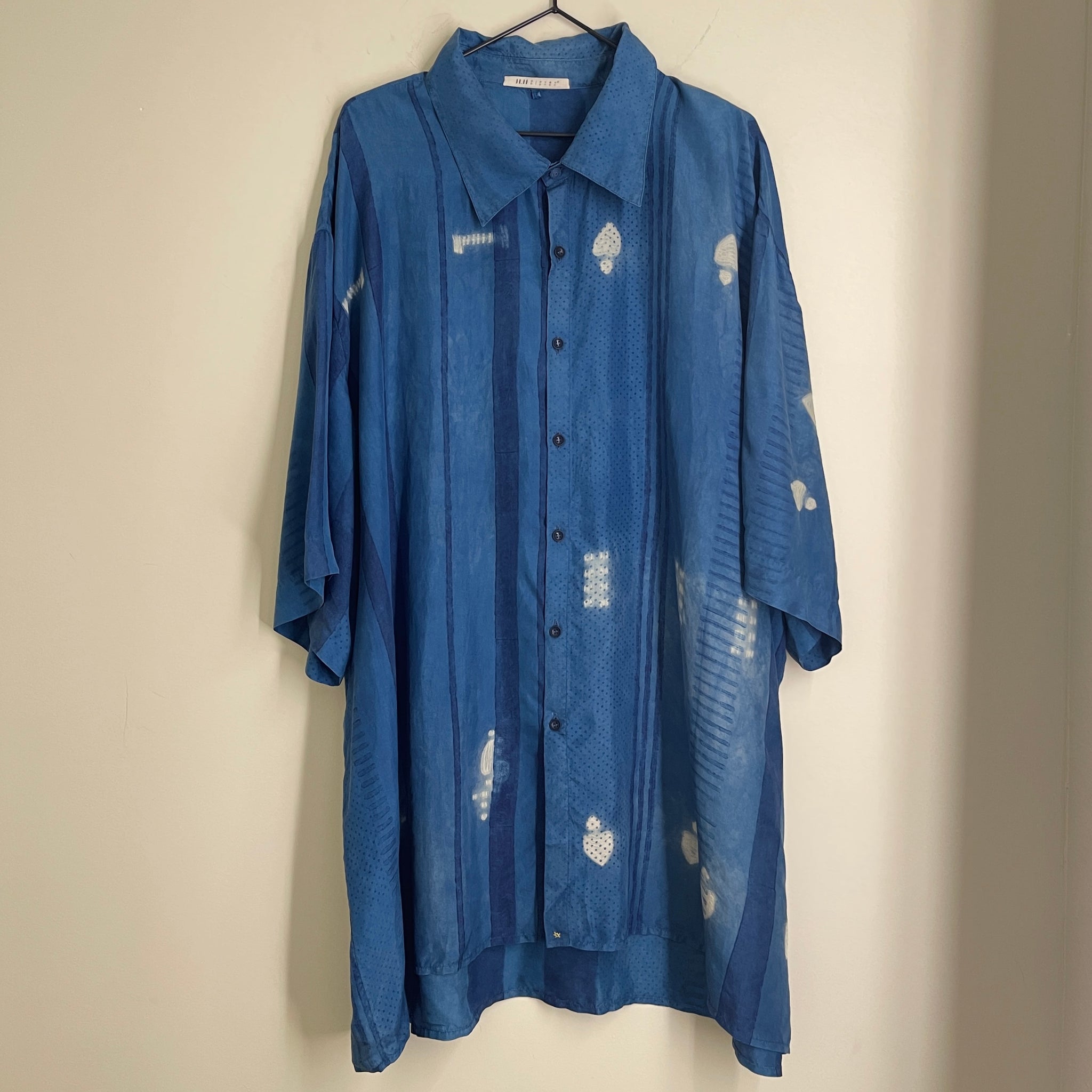 Silk Indigo Shibori Shirt Dress