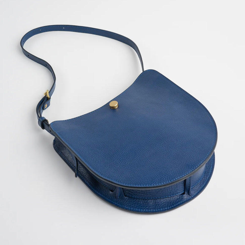 Navy leather saddle bag hotsell