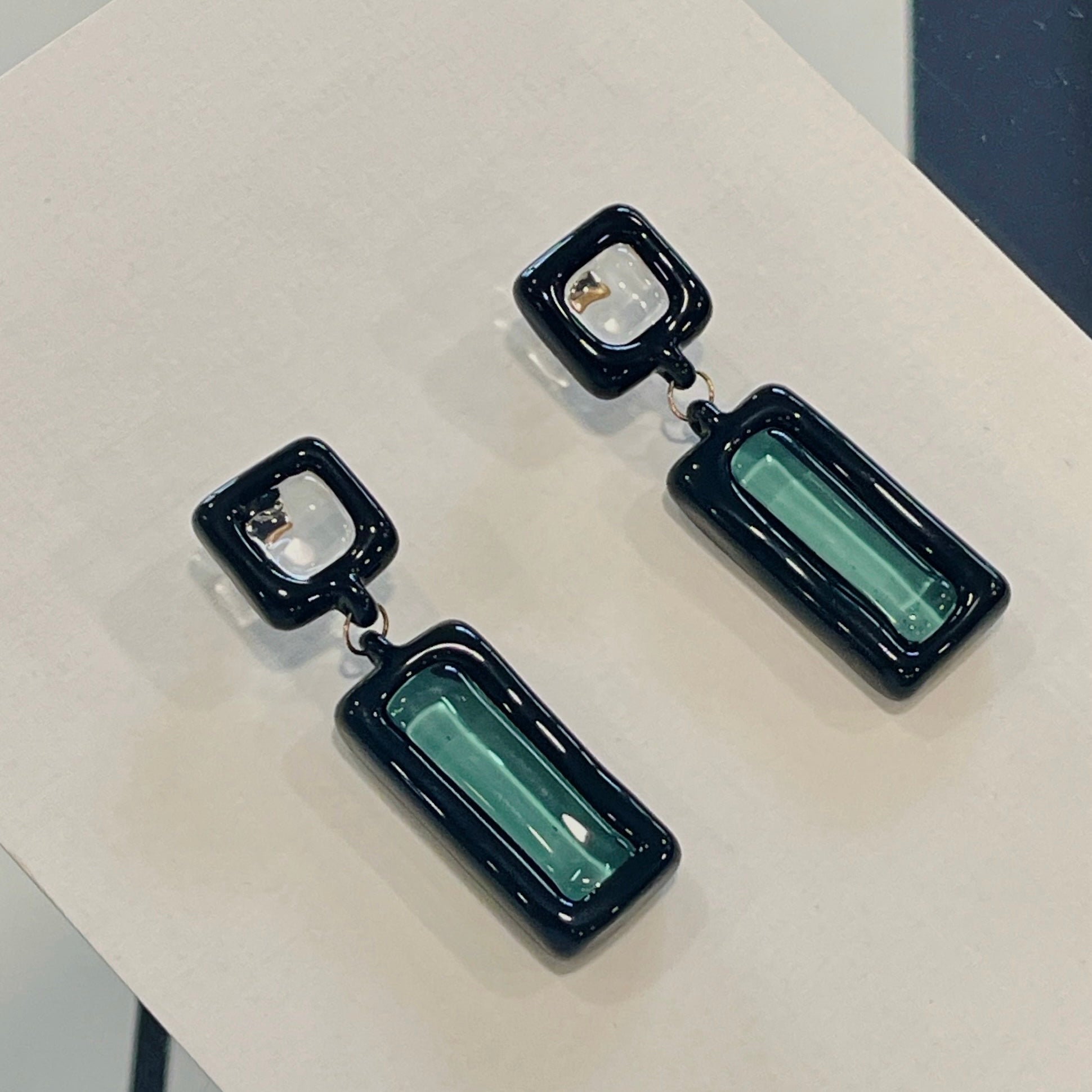 Square Drop Glass Earrings