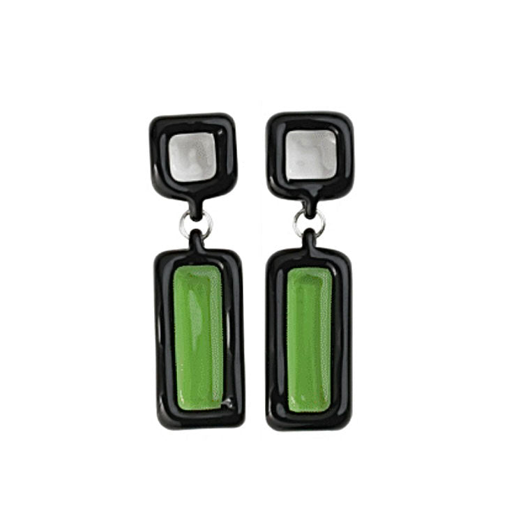 Square Drop Glass Earrings