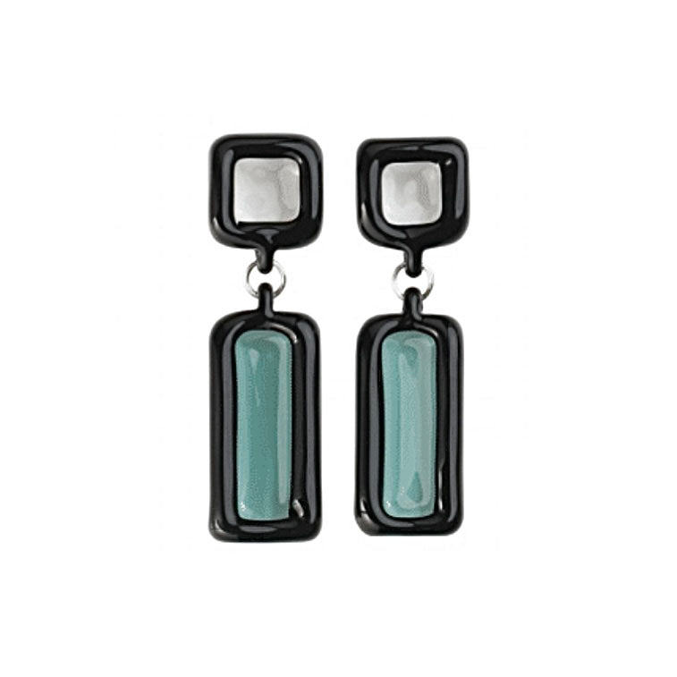 Square Drop Glass Earrings