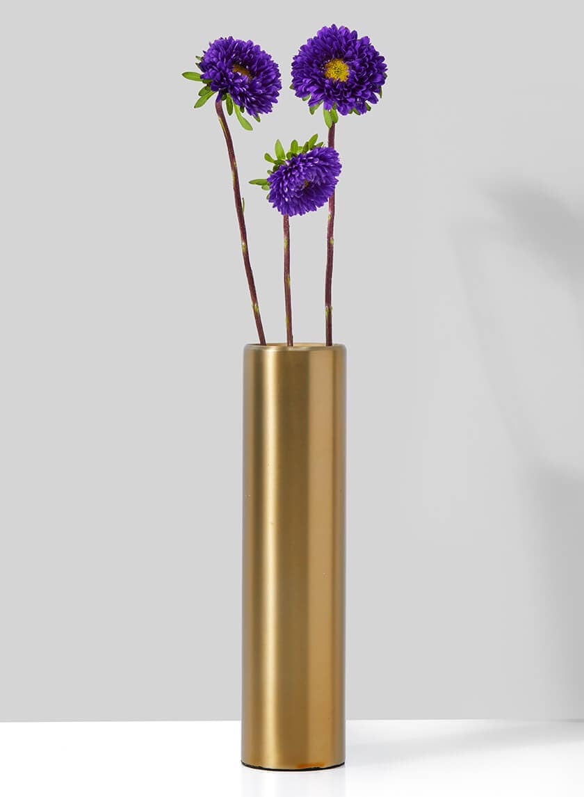 Bretagne Matte Gold Steel cylinder Vase 6in H