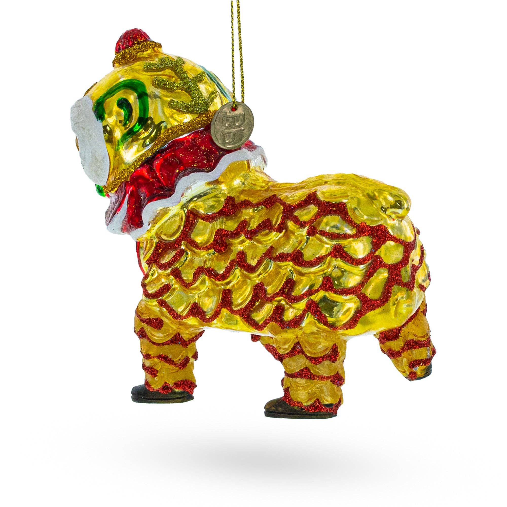 Chinese Yellow Lion Glass Ornament