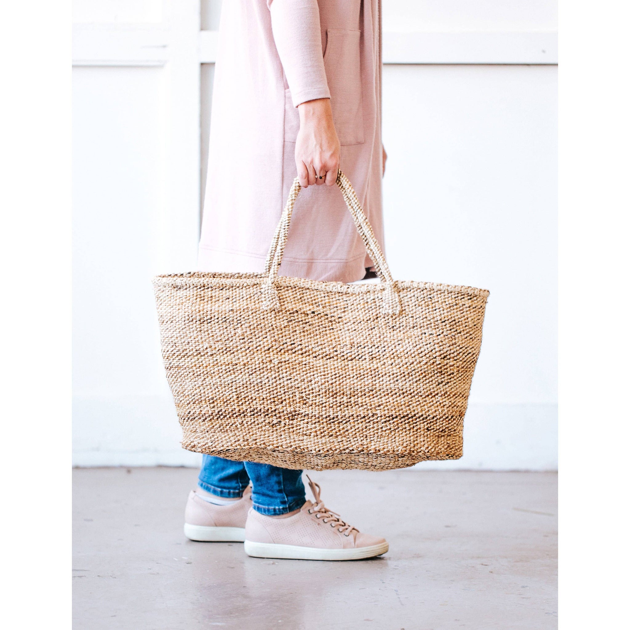 Amsha - XL Sisal Tote: Pink Lemonade