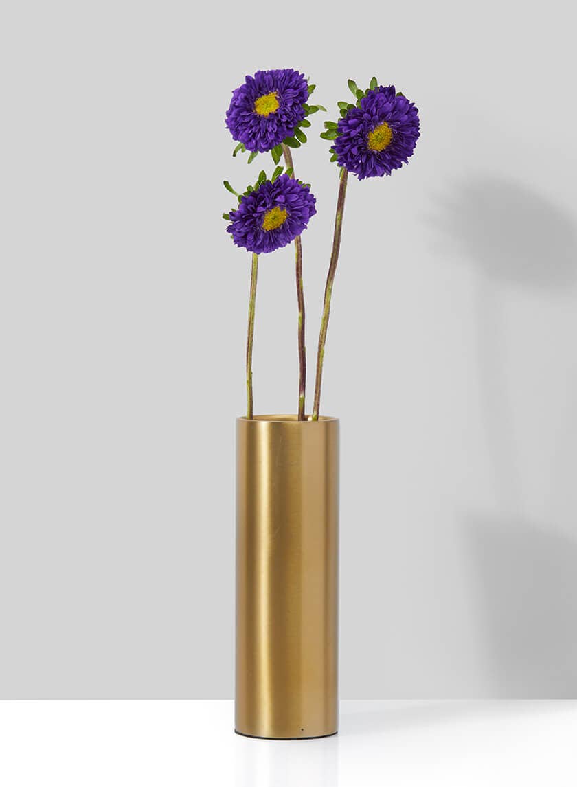 Bretagne Matte Gold Steel cylinder Vase 6in H