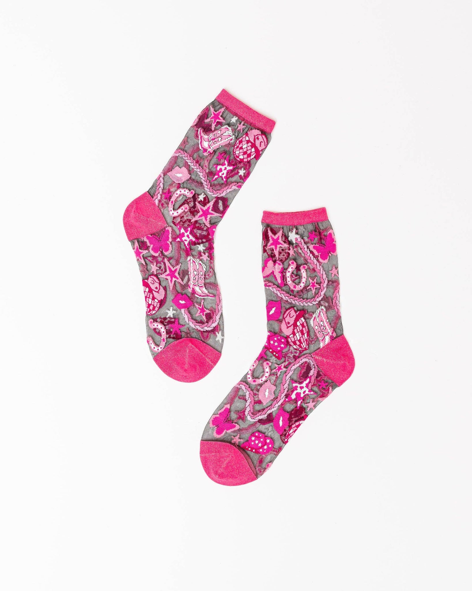 Sock Candy - Disco Barbie Black Sheer Crew Sock