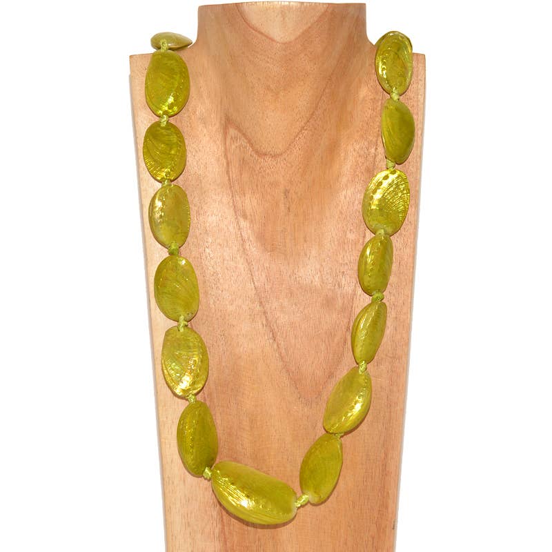 Benjamin International - 34" Lime  Abalone Shell & Ribbon Necklace