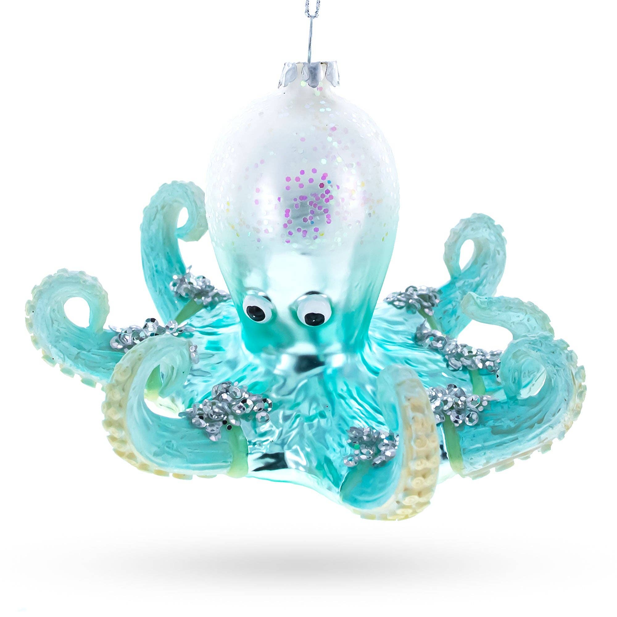 Blue Octopus Glass Ornament