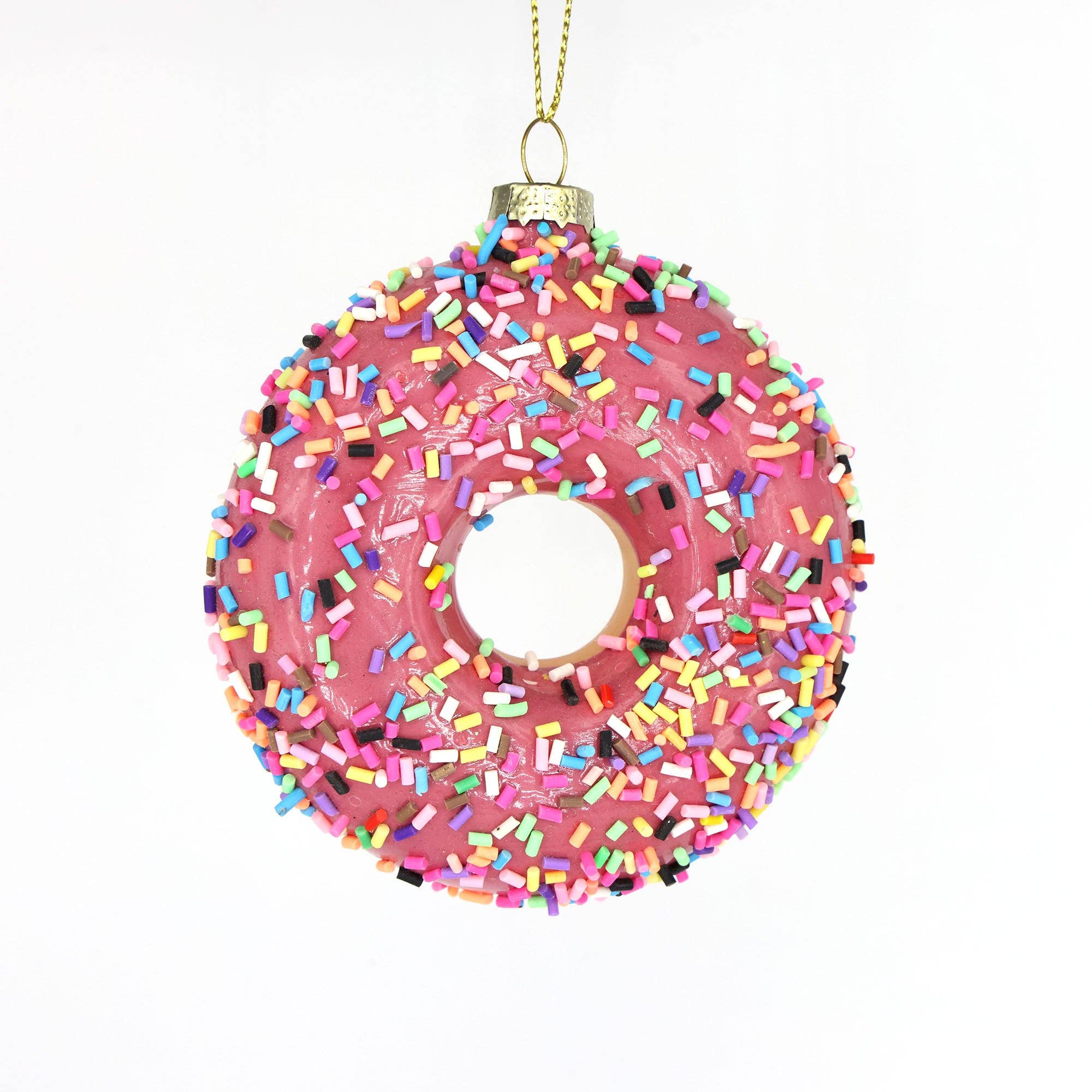 Pink Sprinkles Donut Glass Ornament