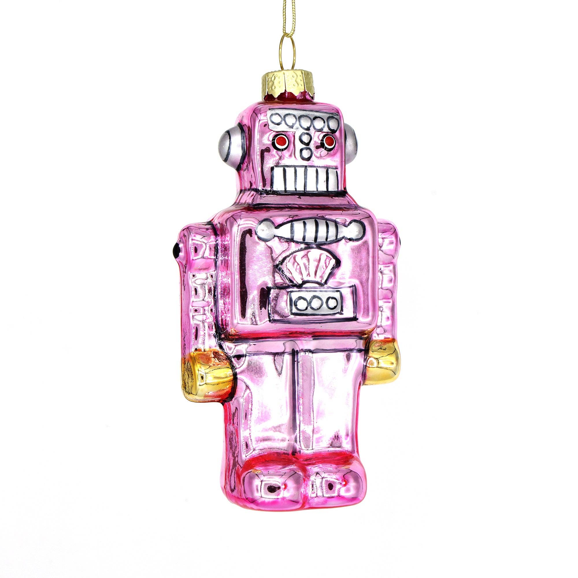 Pink Robot Glass Ornament