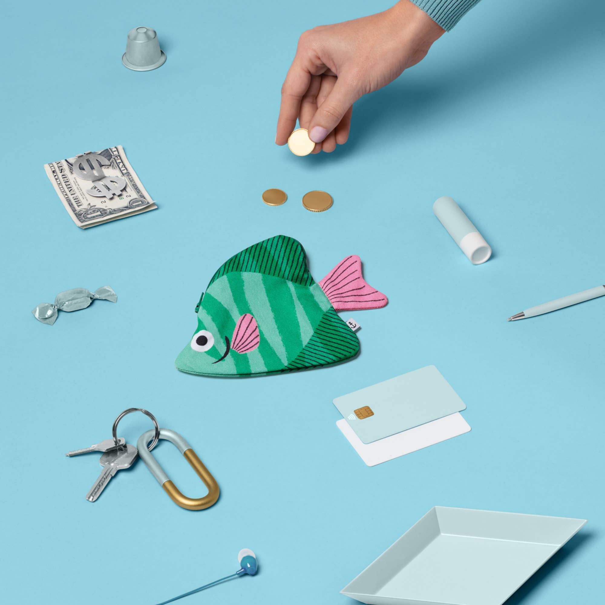 Moonyfish (green) purse or keychain