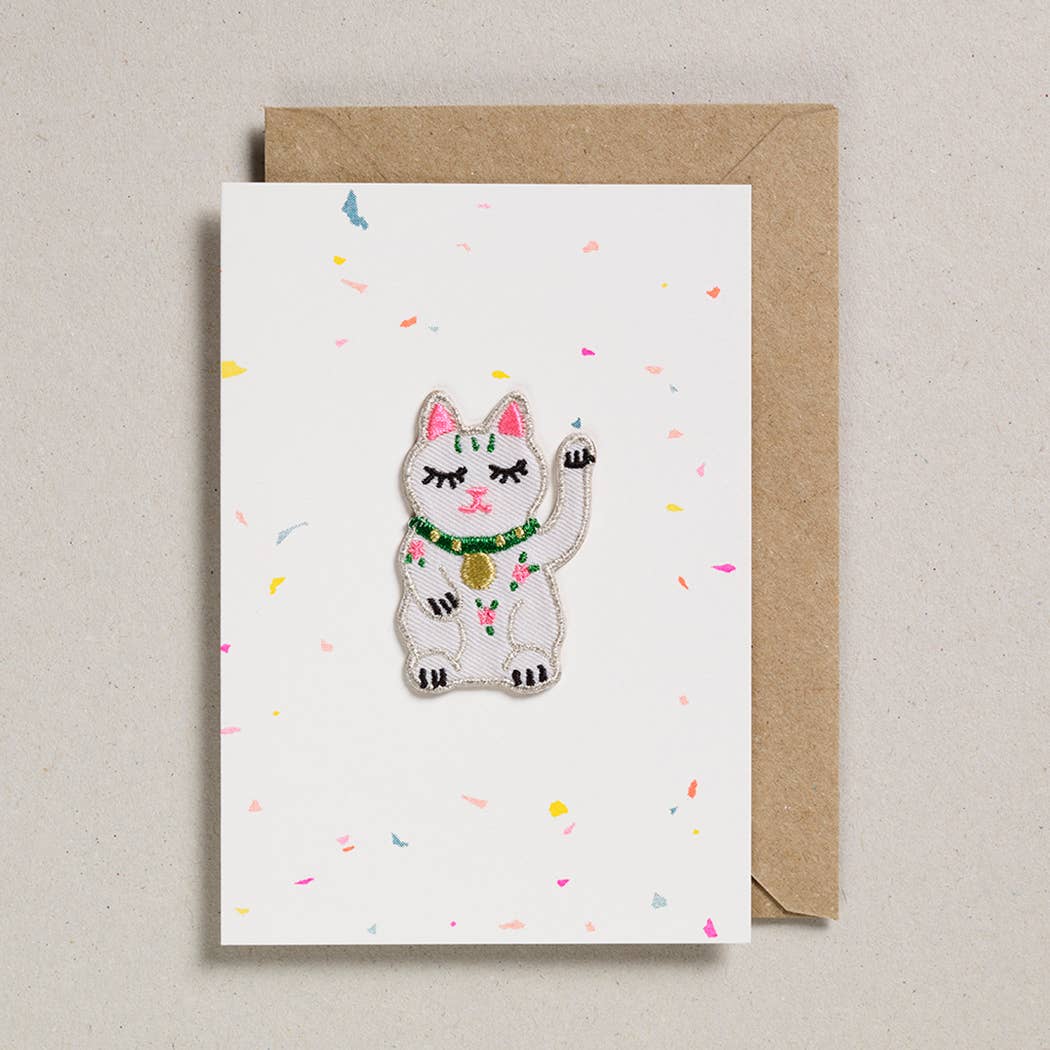 Lucky Cat Patch Greeting Card