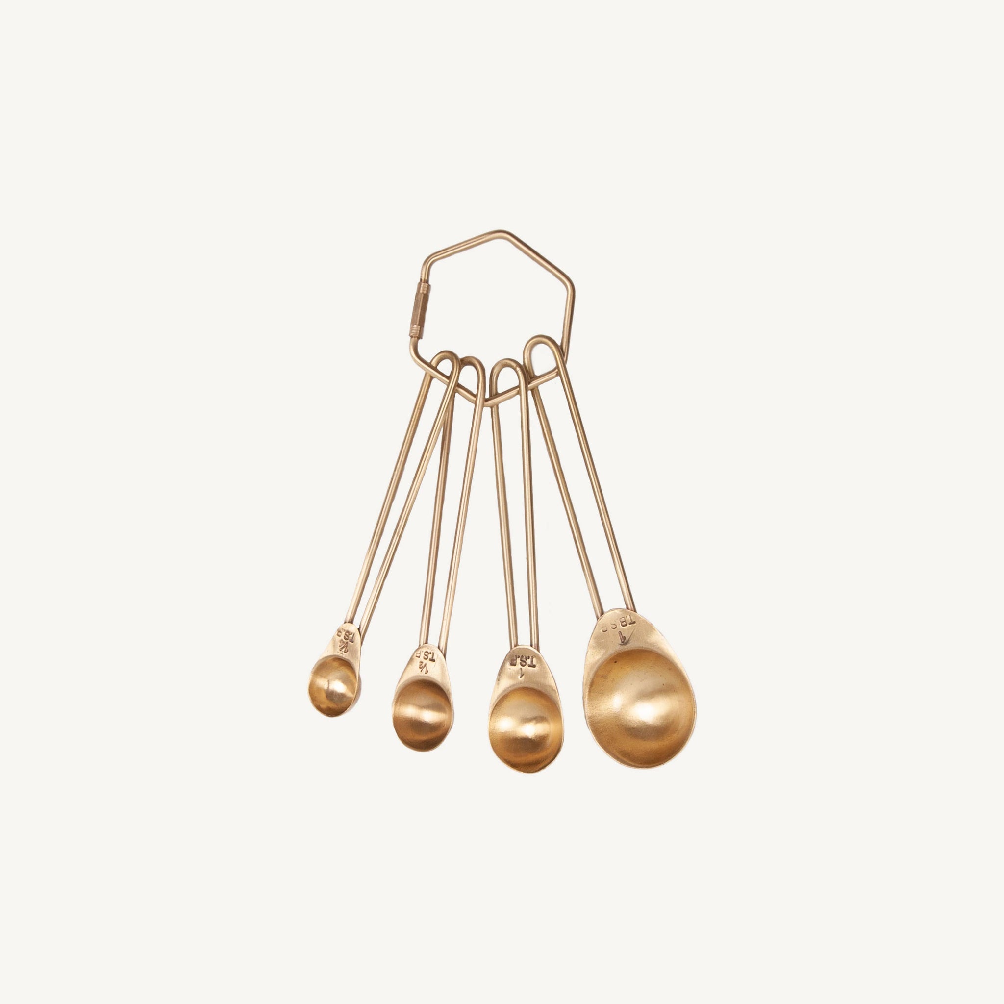 Civil Alchemy - Brass Measuring Spoons on Hexagon Ring