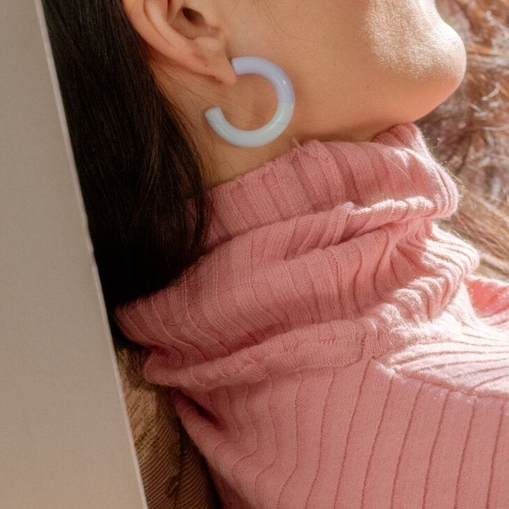 Two-Tone Glass Hoop Earrings