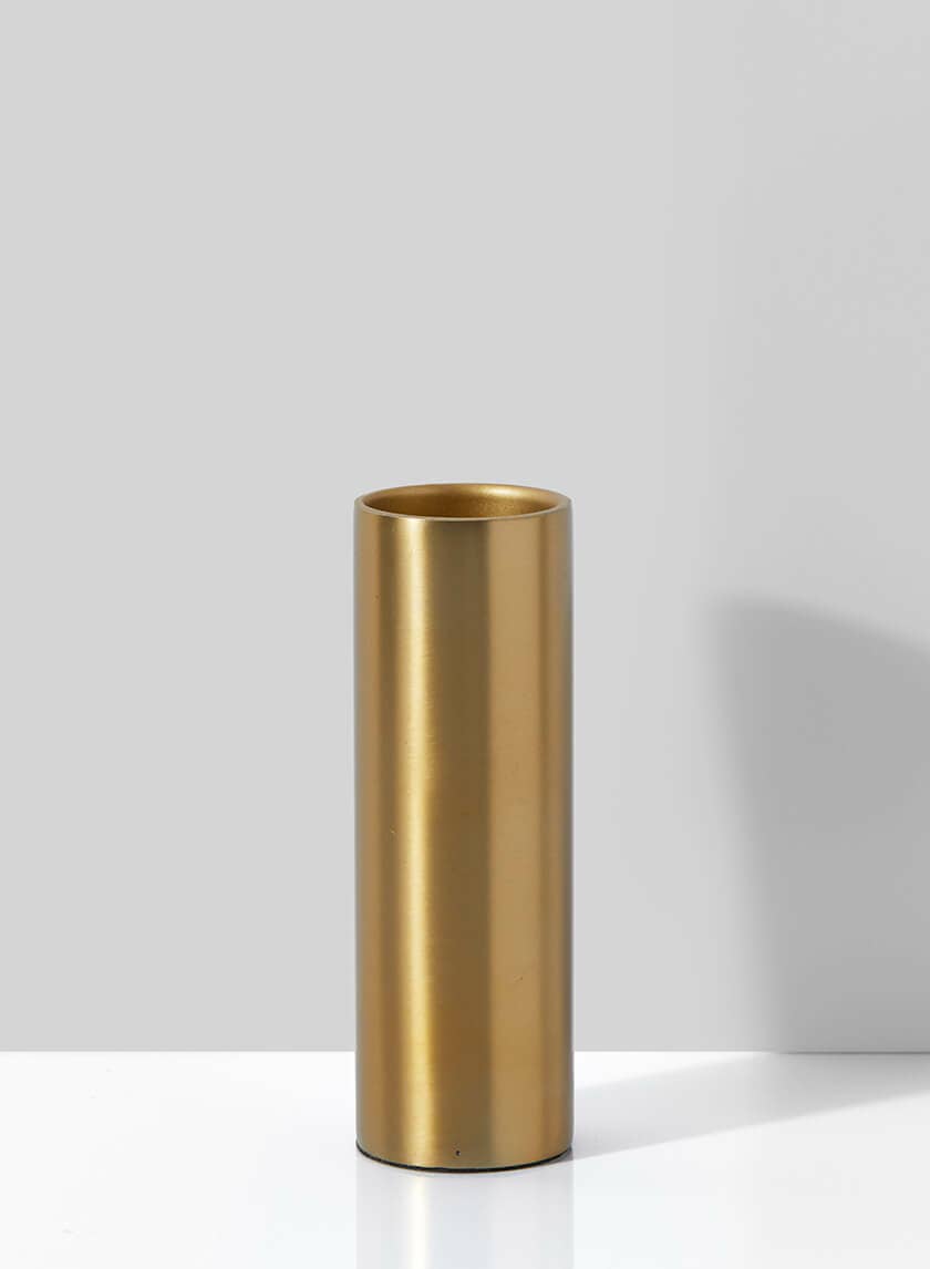 Bretagne Matte Gold Steel cylinder Vase 6in H